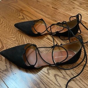 Zara black suede flats size 6